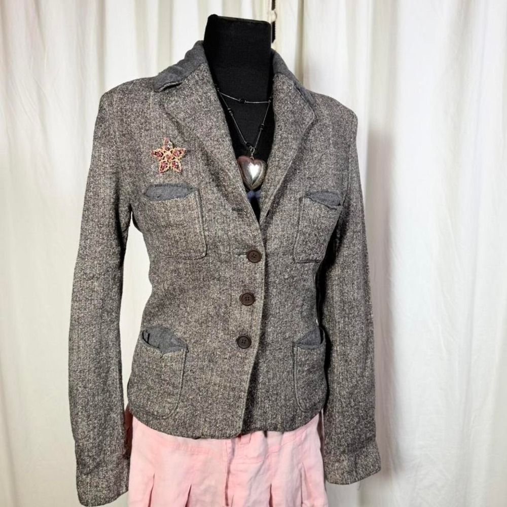 Philosophy di Alberta Ferretti Tweed Blazer w/ Star Brooch – Size M (IT‎ 44)